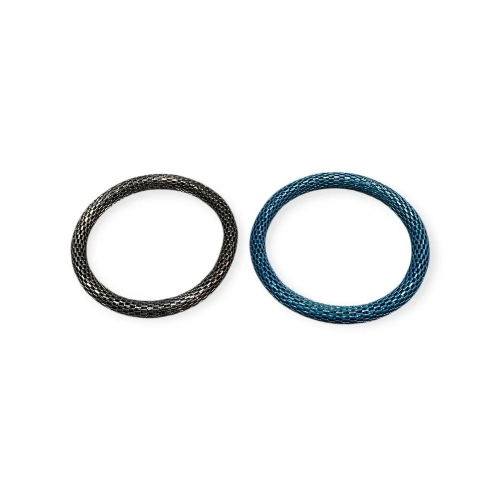 Elegant Black and Blue Mesh Bangles
